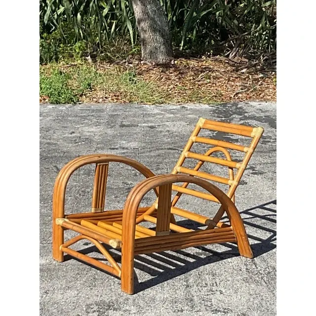 Vintage Coastal La Jolla Bent Rattan Lounge Chair — additional photo 1