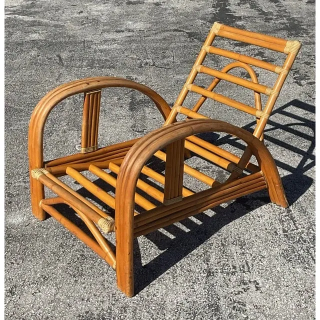Vintage Coastal La Jolla Bent Rattan Lounge Chair — additional photo 2