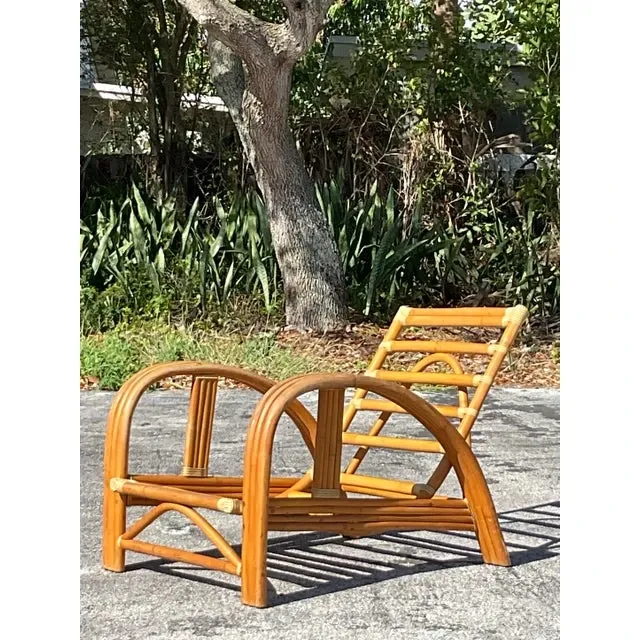 Vintage Coastal La Jolla Bent Rattan Lounge Chair — additional photo 3