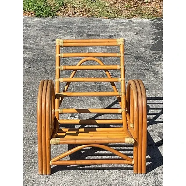 Vintage Coastal La Jolla Bent Rattan Lounge Chair — additional photo 8
