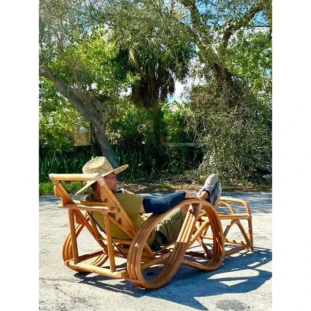 Vintage Coastal Bent Rattan Chaise Lounge — additional photo 7