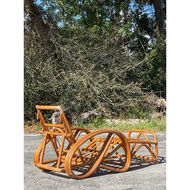 Vintage Coastal Bent Rattan Chaise Lounge — additional photo 8