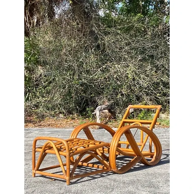 Vintage Coastal Bent Rattan Chaise Lounge — additional photo 3
