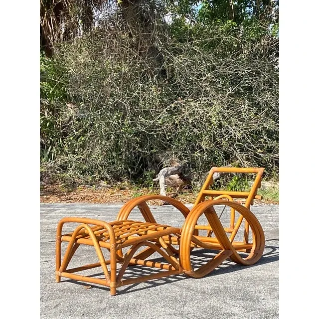 Vintage Coastal Bent Rattan Chaise Lounge — additional photo 5