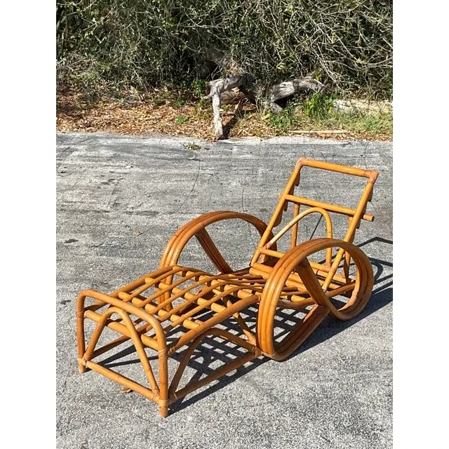 Vintage Coastal Bent Rattan Chaise Lounge — additional photo 4