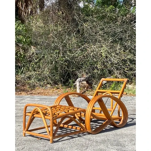 Vintage Coastal Bent Rattan Chaise Lounge — additional photo 2