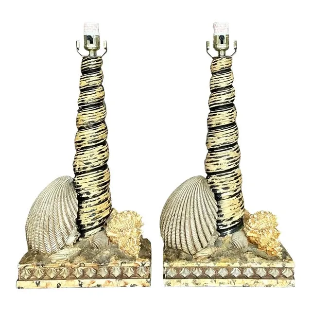 Vintage Coastal Resin Shell Lamps - a Pair — additional photo 7