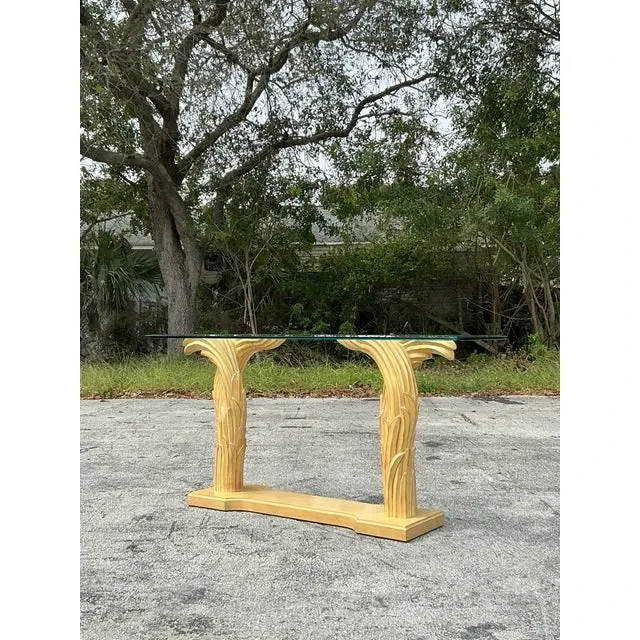 Vintage Regency Plaster Frond Console Table After Serge Roche — additional photo 2