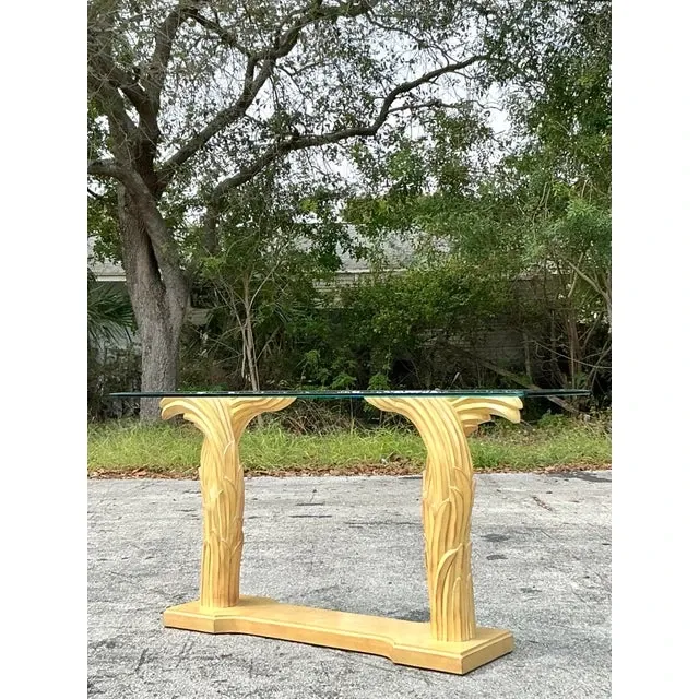 Vintage Regency Plaster Frond Console Table After Serge Roche — additional photo 3
