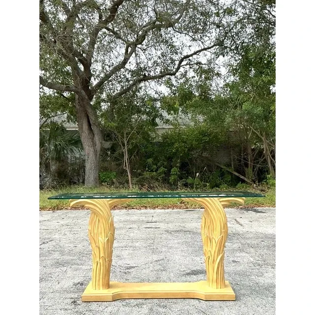 Vintage Regency Plaster Frond Console Table After Serge Roche — additional photo 4