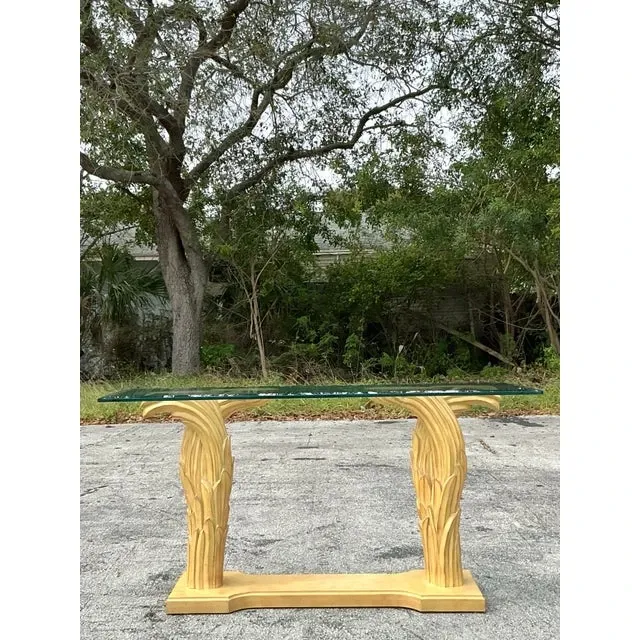 Vintage Regency Plaster Frond Console Table After Serge Roche — additional photo 6