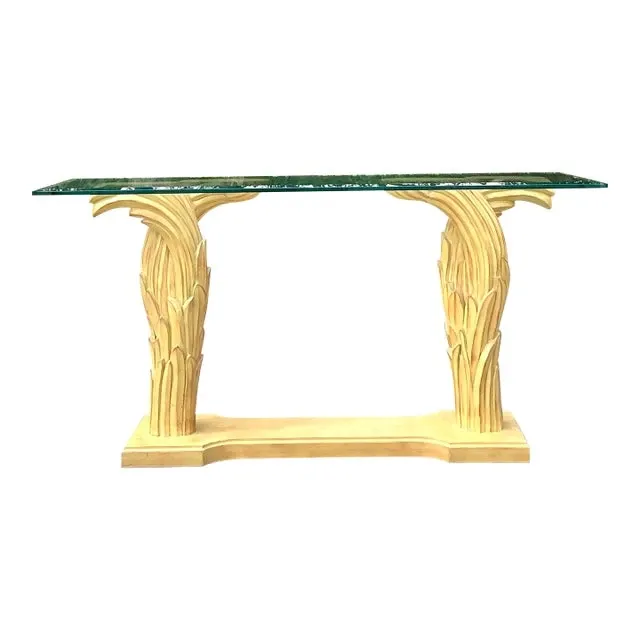 Vintage Regency Plaster Frond Console Table After Serge Roche — additional photo 1