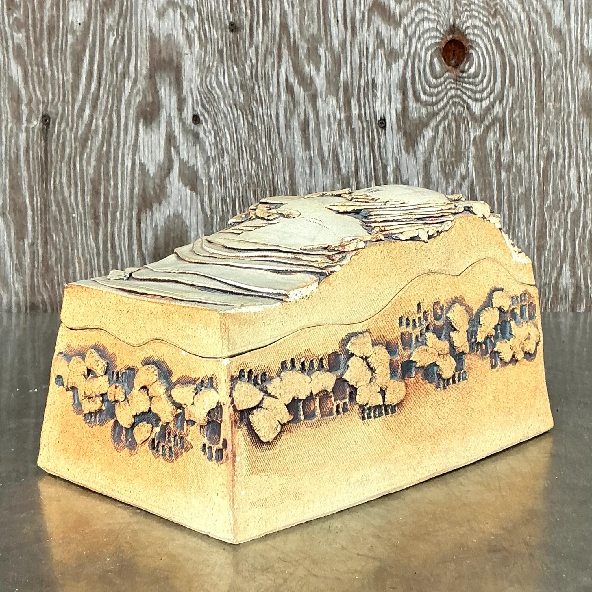 Vintage Boho Original Studio Pottery Lidded Box — additional photo 1