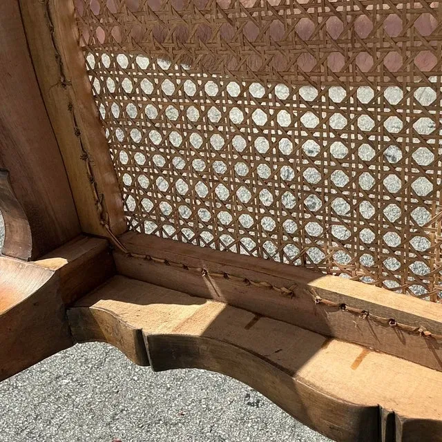 Vintage Boho Woven Cane Bench — additional photo 4
