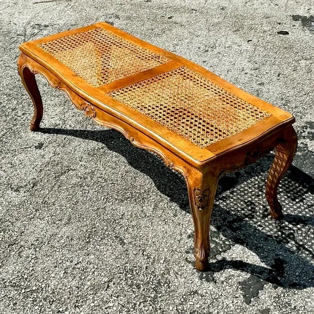 Vintage Boho Woven Cane Bench — additional photo 6