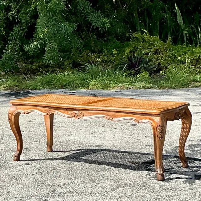 Vintage Boho Woven Cane Bench — additional photo 7