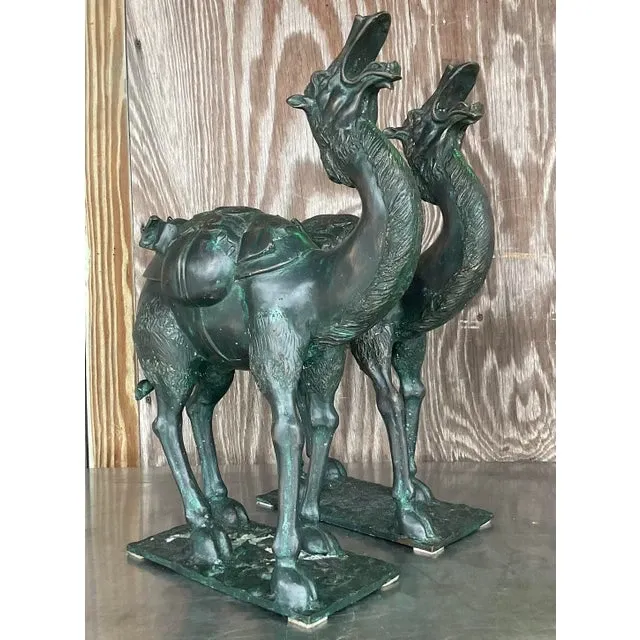 Vintage Boho Patinated Bronze Camels - a Pair — additional photo 1