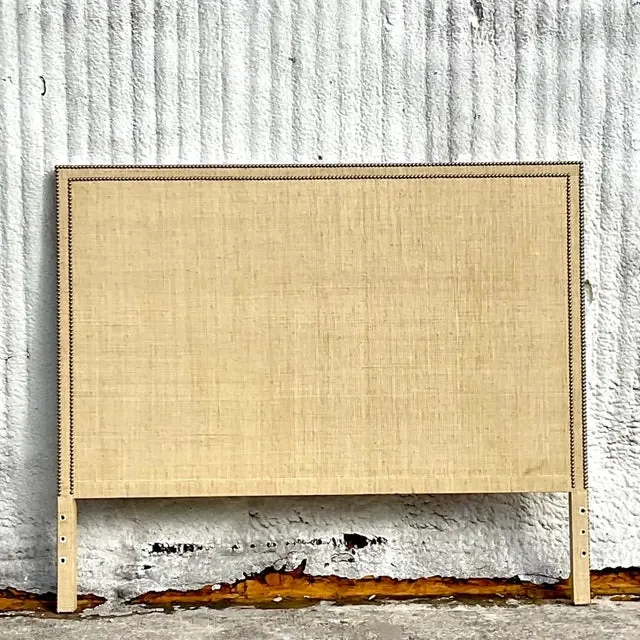 Coastal Nailhead Grasscloth Queen Headboard — additional photo 1