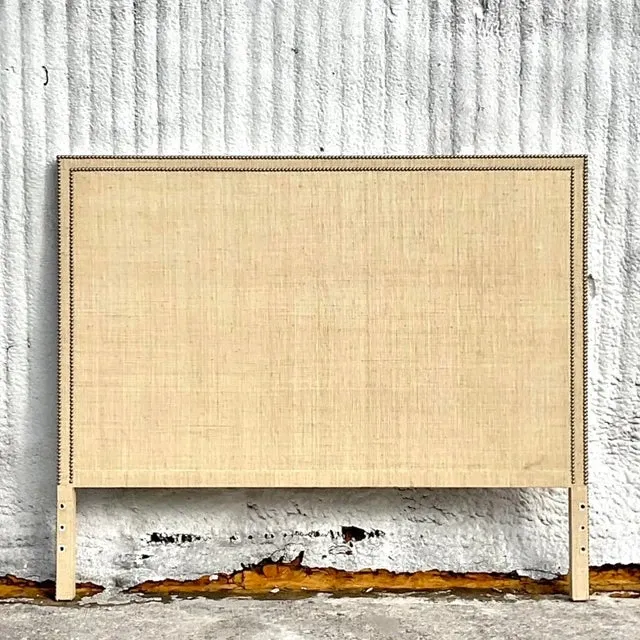 Coastal Nailhead Grasscloth Queen Headboard — additional photo 2