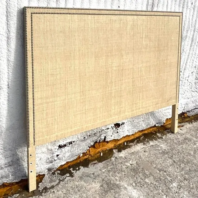 Coastal Nailhead Grasscloth Queen Headboard — additional photo 3