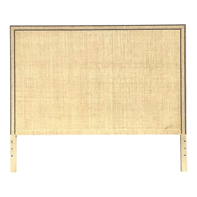 Coastal Nailhead Grasscloth Queen Headboard