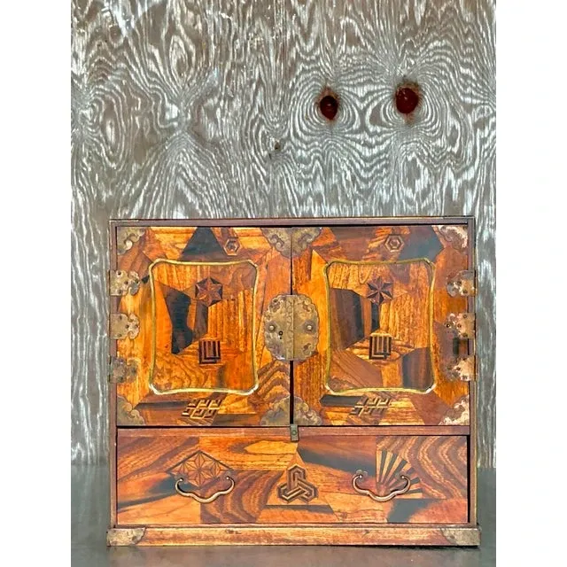 Vintage Asian Marquetry Tansu Table Cabinet — additional photo 1