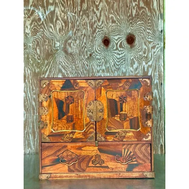 Vintage Asian Marquetry Tansu Table Cabinet — additional photo 2