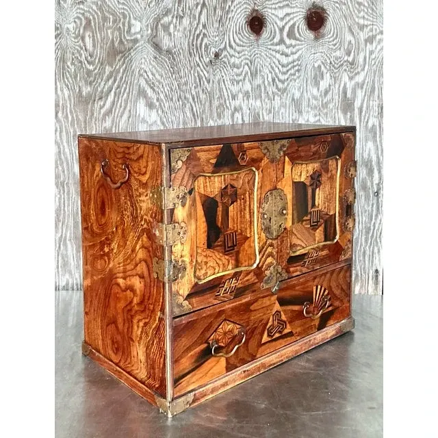 Vintage Asian Marquetry Tansu Table Cabinet — additional photo 3