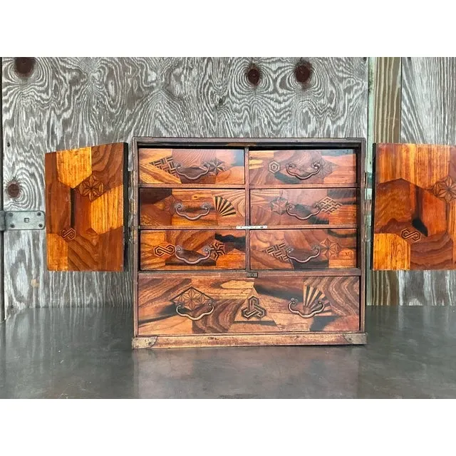 Vintage Asian Marquetry Tansu Table Cabinet — additional photo 4