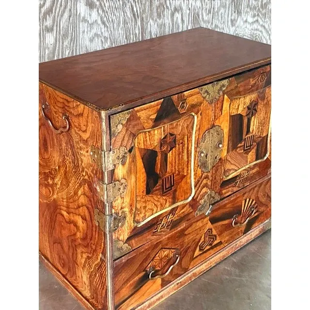 Vintage Asian Marquetry Tansu Table Cabinet — additional photo 5