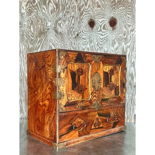 Vintage Asian Marquetry Tansu Table Cabinet — additional photo 6