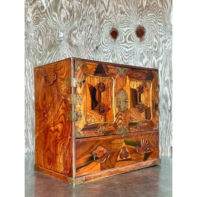 Vintage Asian Marquetry Tansu Table Cabinet — additional photo 7