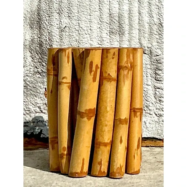 Vintage Coastal Bundled Bamboo Dining Table Pedestal — additional photo 2