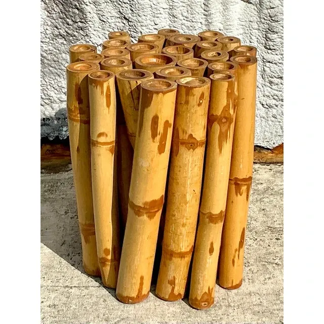 Vintage Coastal Bundled Bamboo Dining Table Pedestal — additional photo 1