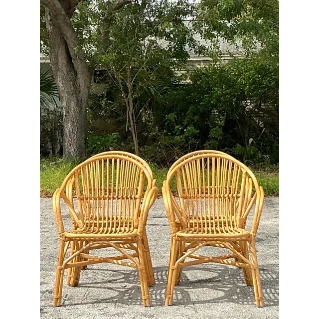 Vintage Coastal Stick Rattan Dining Chairs - Set of 4 — additional photo 6