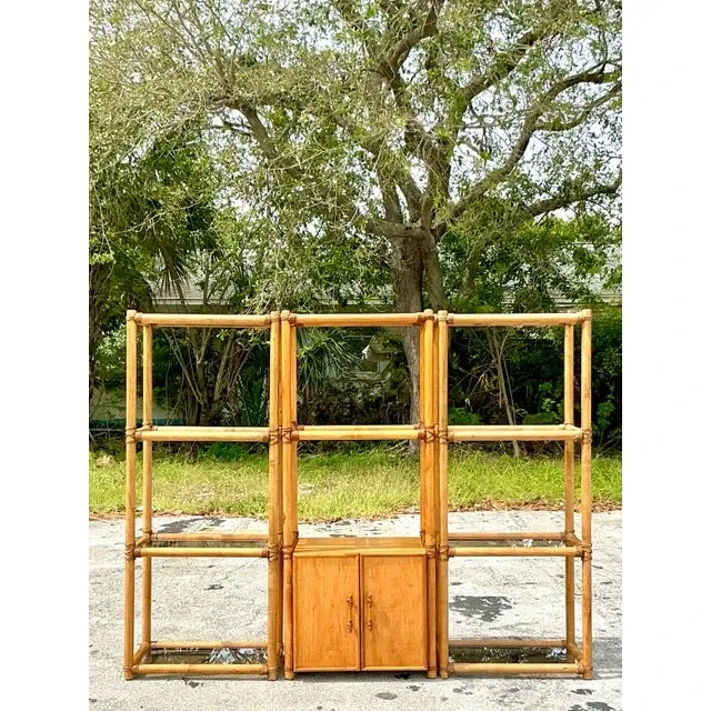 Vintage Coastal Rattan Etagere - Set of 3 — additional photo 3
