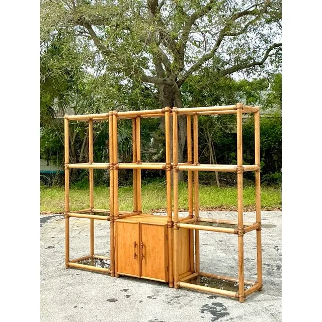 Vintage Coastal Rattan Etagere - Set of 3 — additional photo 4