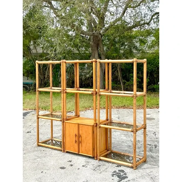 Vintage Coastal Rattan Etagere - Set of 3 — additional photo 8