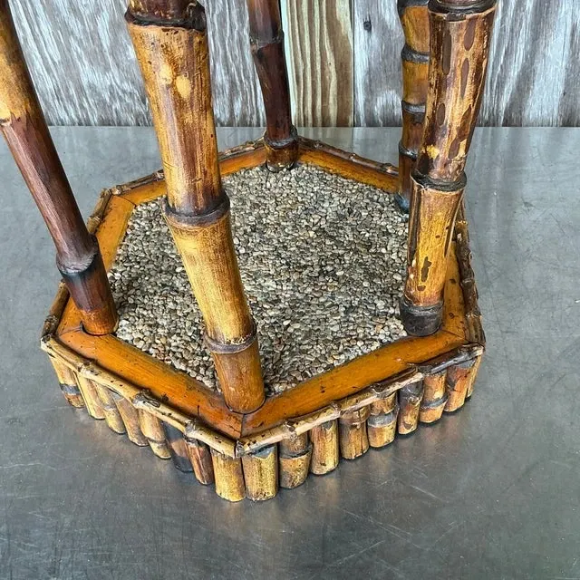 Vintage Coastal Rattan Pagoda Pedestal — additional photo 4