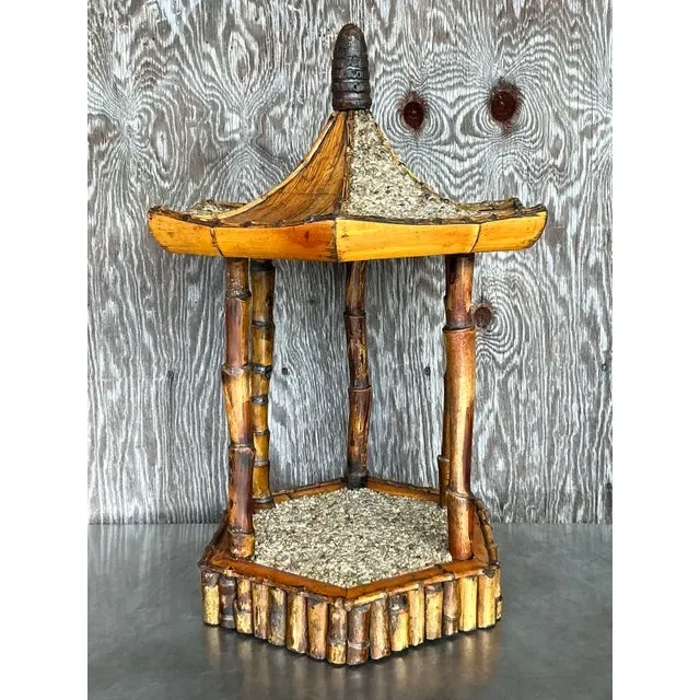 Vintage Coastal Rattan Pagoda Pedestal — additional photo 7