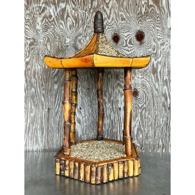 Vintage Coastal Rattan Pagoda Pedestal — additional photo 8