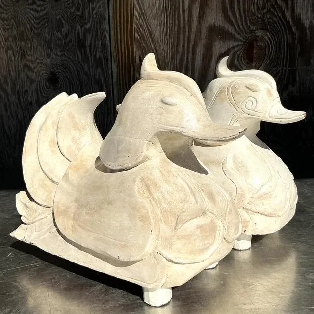 Vintage Asian Carved Mandarin Wood Ducks - a Pair — additional photo 7