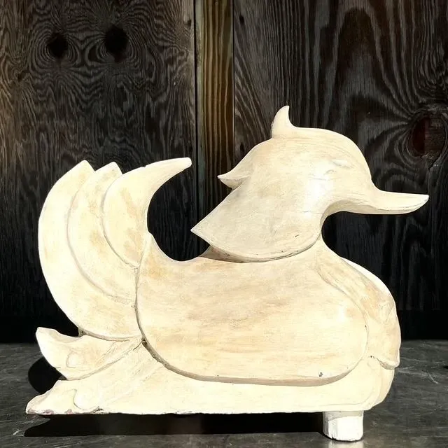 Vintage Asian Carved Mandarin Wood Ducks - a Pair — additional photo 4