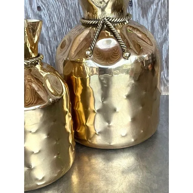 Vintage Boho Polished Brass Tethered Bags - Set of 2 — additional photo 3