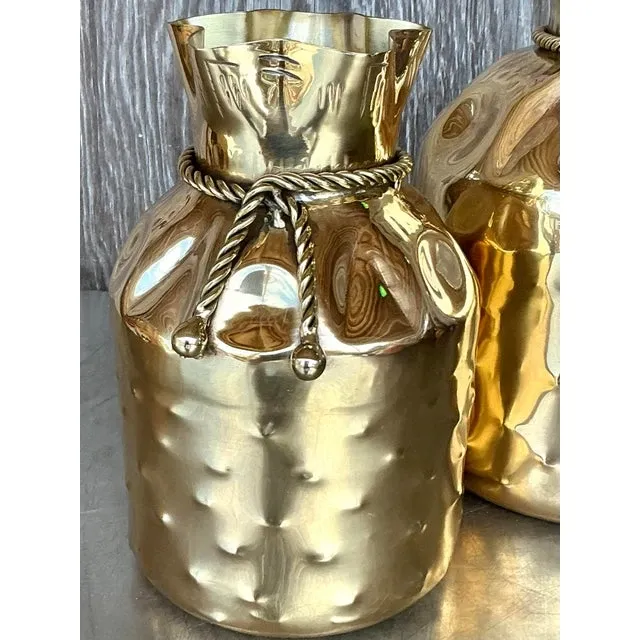 Vintage Boho Polished Brass Tethered Bags - Set of 2 — additional photo 6
