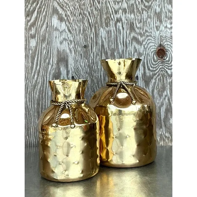 Vintage Boho Polished Brass Tethered Bags - Set of 2 — additional photo 7