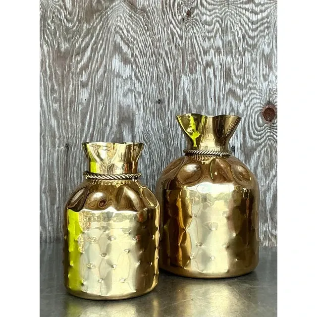 Vintage Boho Polished Brass Tethered Bags - Set of 2 — additional photo 8