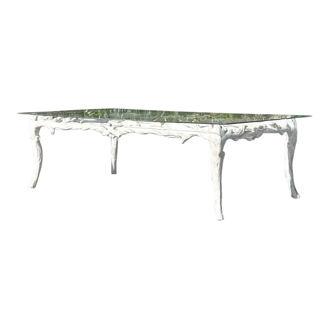 Vintage Regency Metal Faux Bois Coffee Table