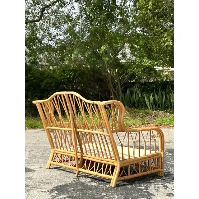 Vintage Coastal Bent Rattan Loveseat - Rattan, 57W x 39.5H — additional photo 7