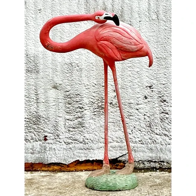Vintage Mid-Century Modern Monumental Fiberglass Tall Flamingo — additional photo 1